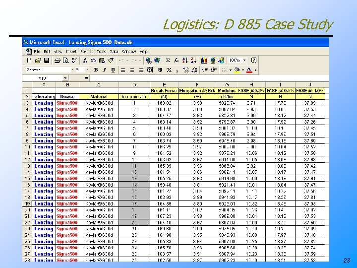Logistics: D 885 Case Study 23 