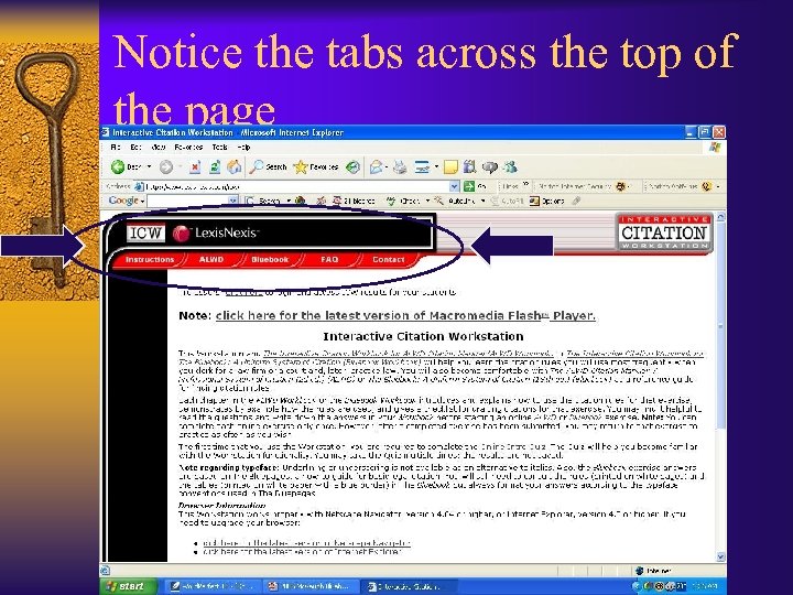Notice the tabs across the top of the page 