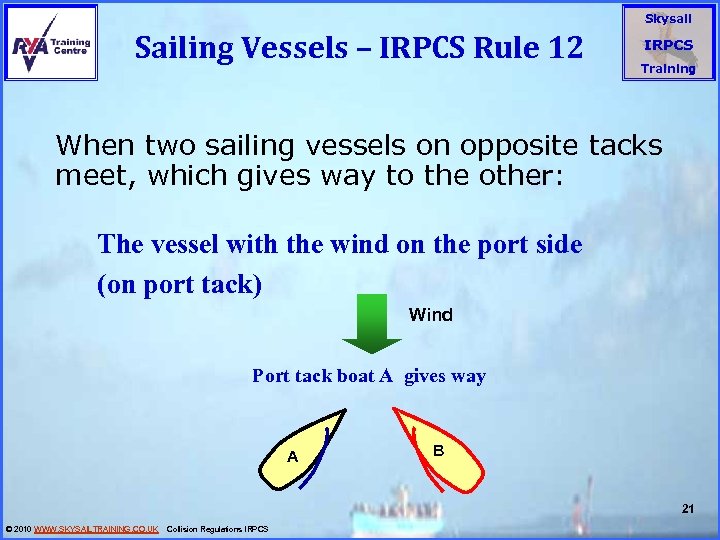 Skysail Sailing Vessels – IRPCS Rule 12 IRPCS Training When two sailing vessels on