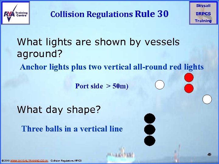 Collision Regulations Rule 30 Skysail IRPCS Training What lights are shown by vessels aground?