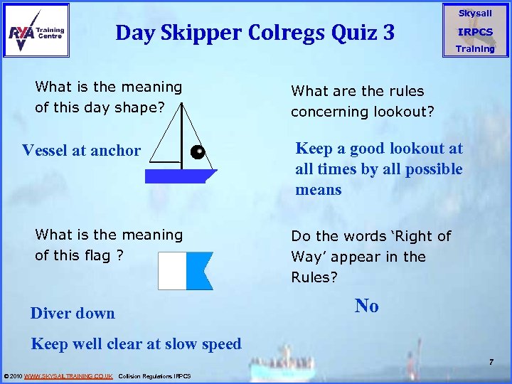 Day Skipper Colregs Quiz 3 What is the meaning of this day shape? Vessel