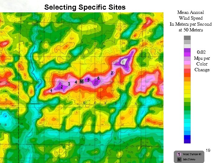 Selecting Specific Sites Mean Annual Wind Speed In Meters per Second at 50 Meters