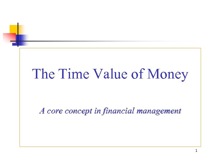 The Time Value of Money A core concept in financial management 1 