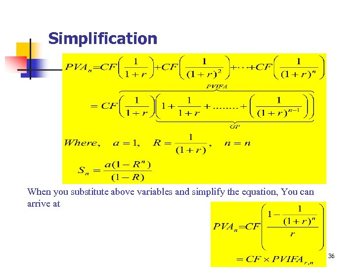 Simplification When you substitute above variables and simplify the equation, You can arrive at