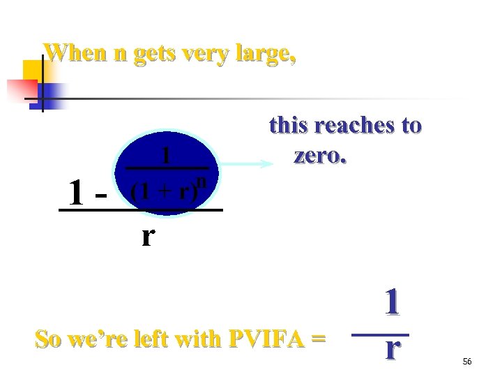 When n gets very large, 1 - 1 n (1 + r) this reaches