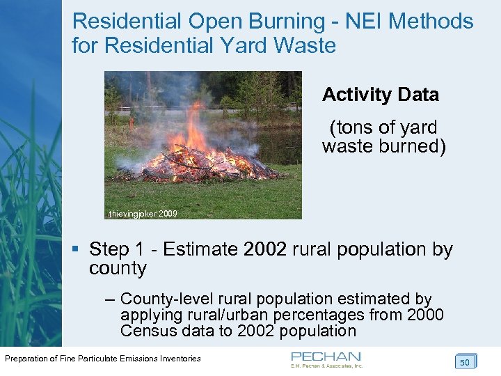 Residential Open Burning - NEI Methods for Residential Yard Waste Activity Data (tons of