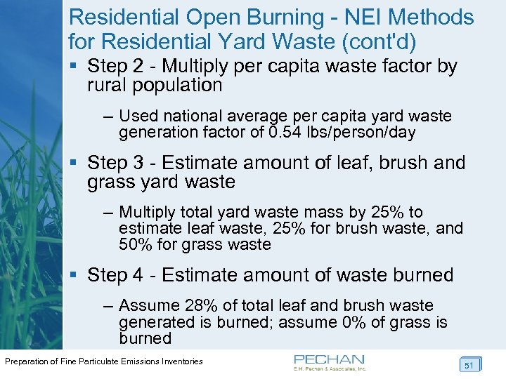 Residential Open Burning - NEI Methods for Residential Yard Waste (cont'd) § Step 2