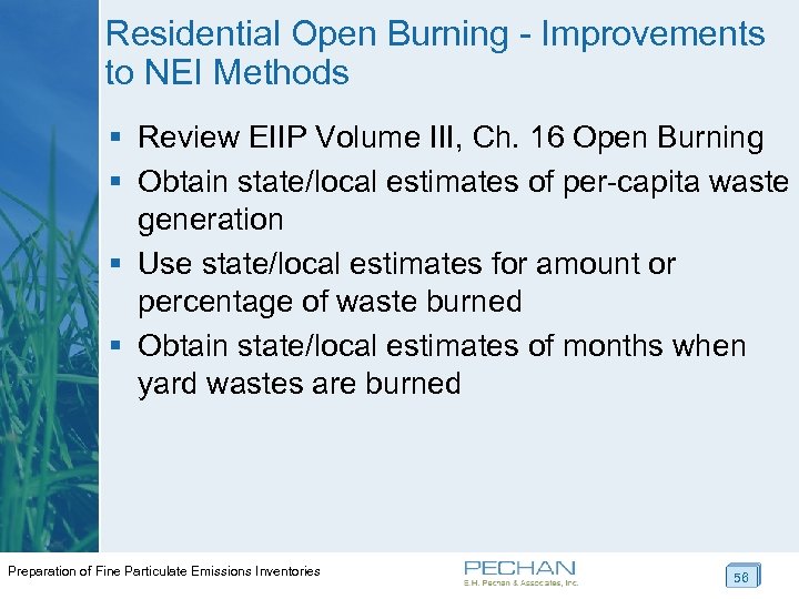 Residential Open Burning - Improvements to NEI Methods § Review EIIP Volume III, Ch.