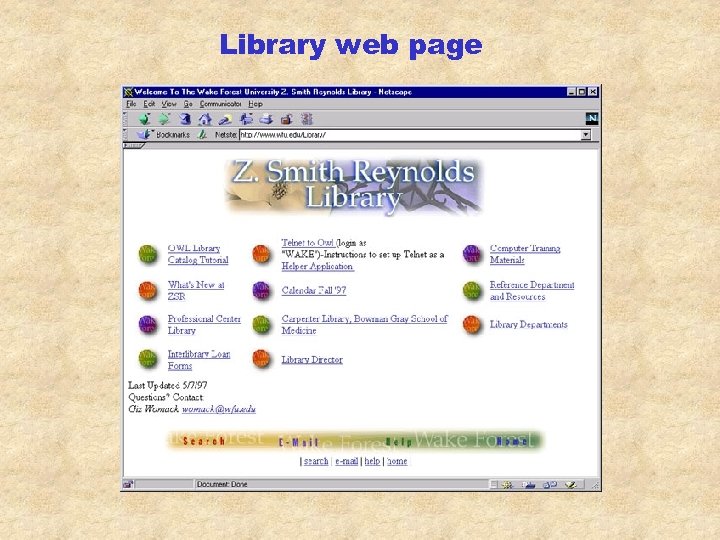 Library web page 