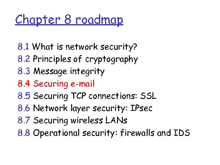 Chapter 8 roadmap 8. 1 What is network security? 8. 2 Principles of cryptography