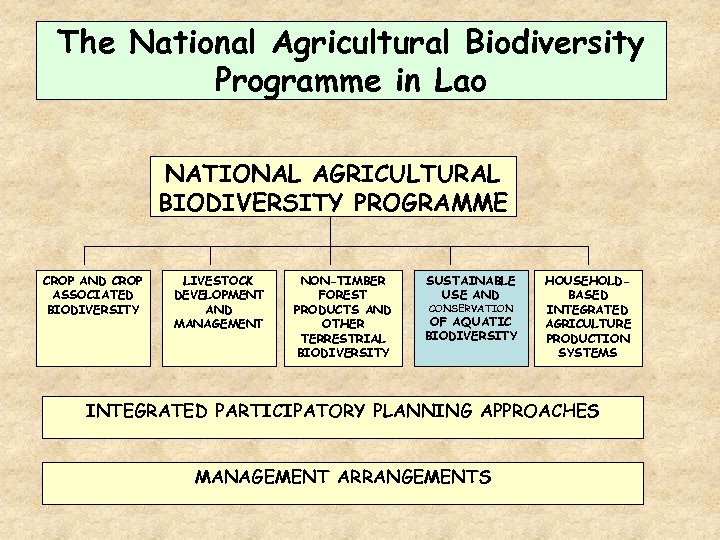 The National Agricultural Biodiversity Programme in Lao NATIONAL AGRICULTURAL BIODIVERSITY PROGRAMME CROP AND CROP