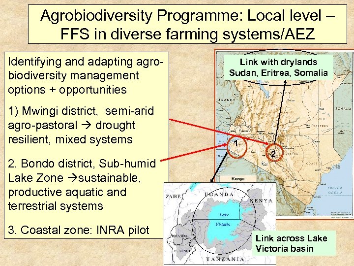 Agrobiodiversity Programme: Local level – FFS in diverse farming systems/AEZ Identifying and adapting agrobiodiversity