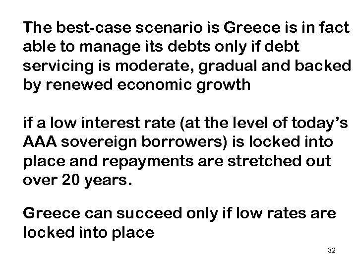 The best-case scenario is Greece is in fact able to manage its debts only