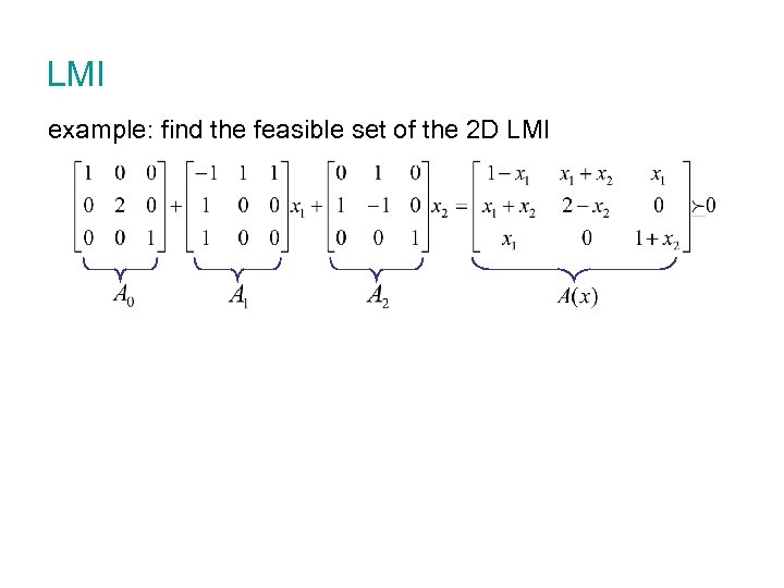 LMI example: find the feasible set of the 2 D LMI 