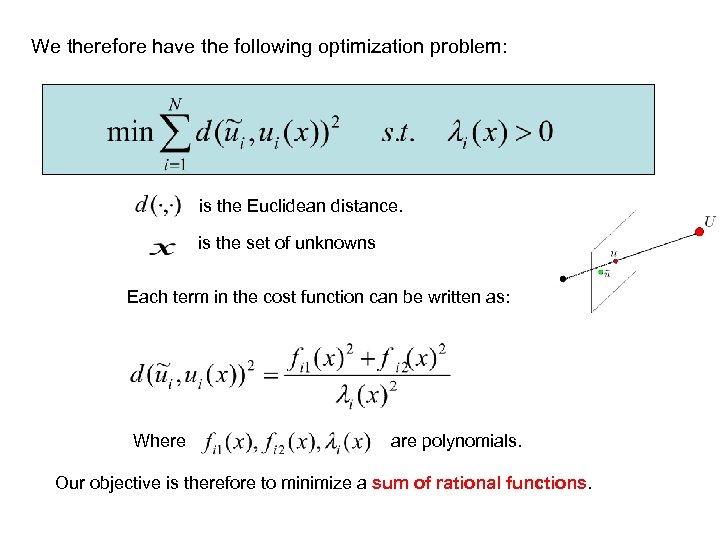 We therefore have the following optimization problem: is the Euclidean distance. is the set