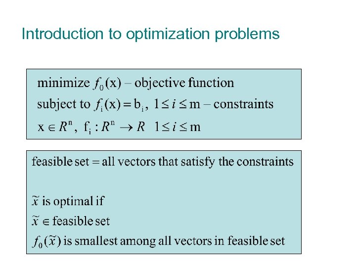 Introduction to optimization problems 