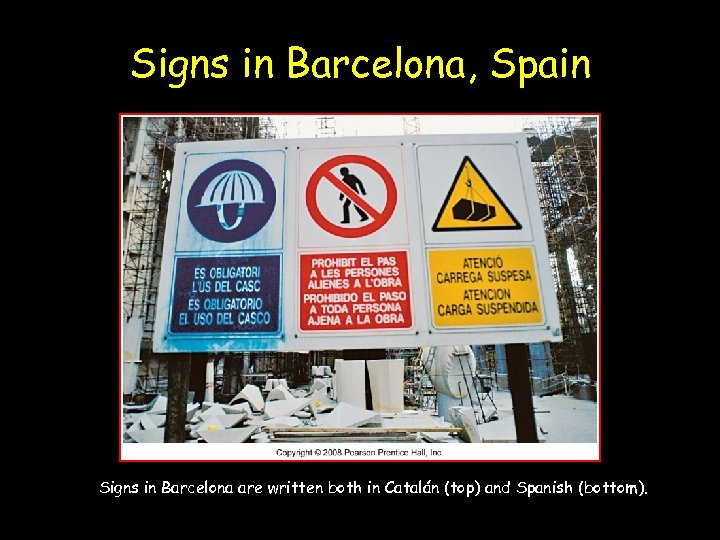 Signs in Barcelona, Spain Signs in Barcelona are written both in Catalán (top) and