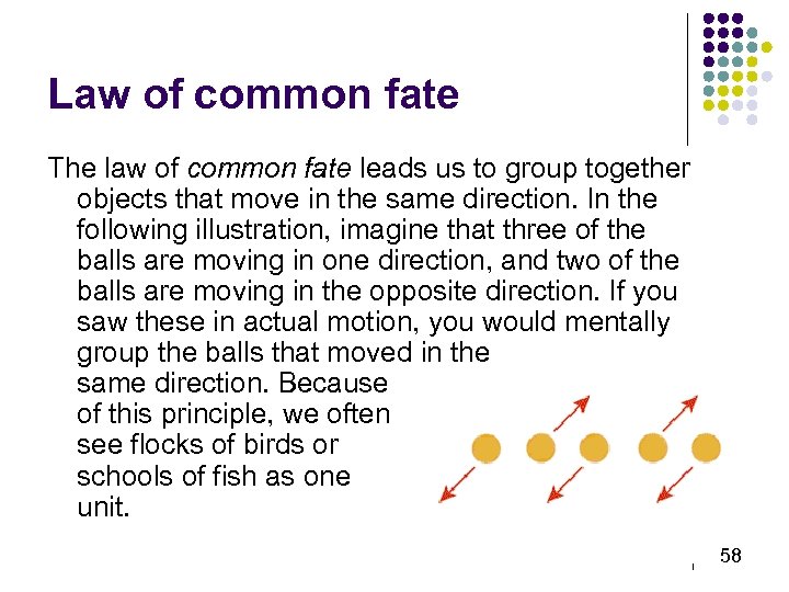 Law of common fate The law of common fate leads us to group together