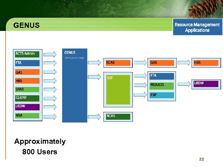 GENUS Approximately 800 Users 22 