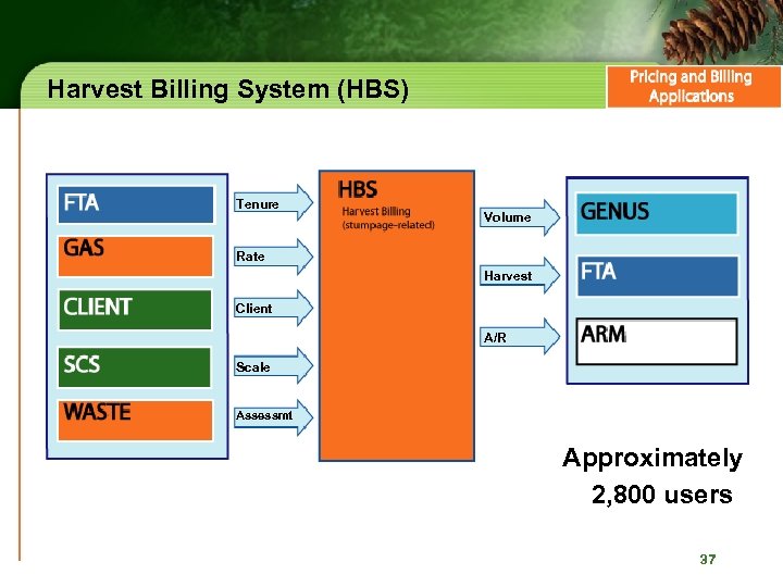 Harvest Billing System (HBS) Tenure Volume Rate Harvest Client A/R Scale Assessmt Approximately 2,