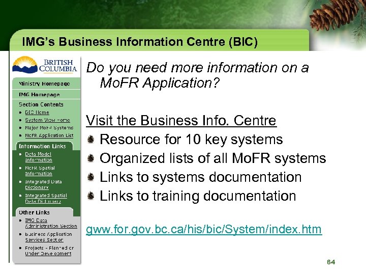 IMG’s Business Information Centre (BIC) Do you need more information on a Mo. FR