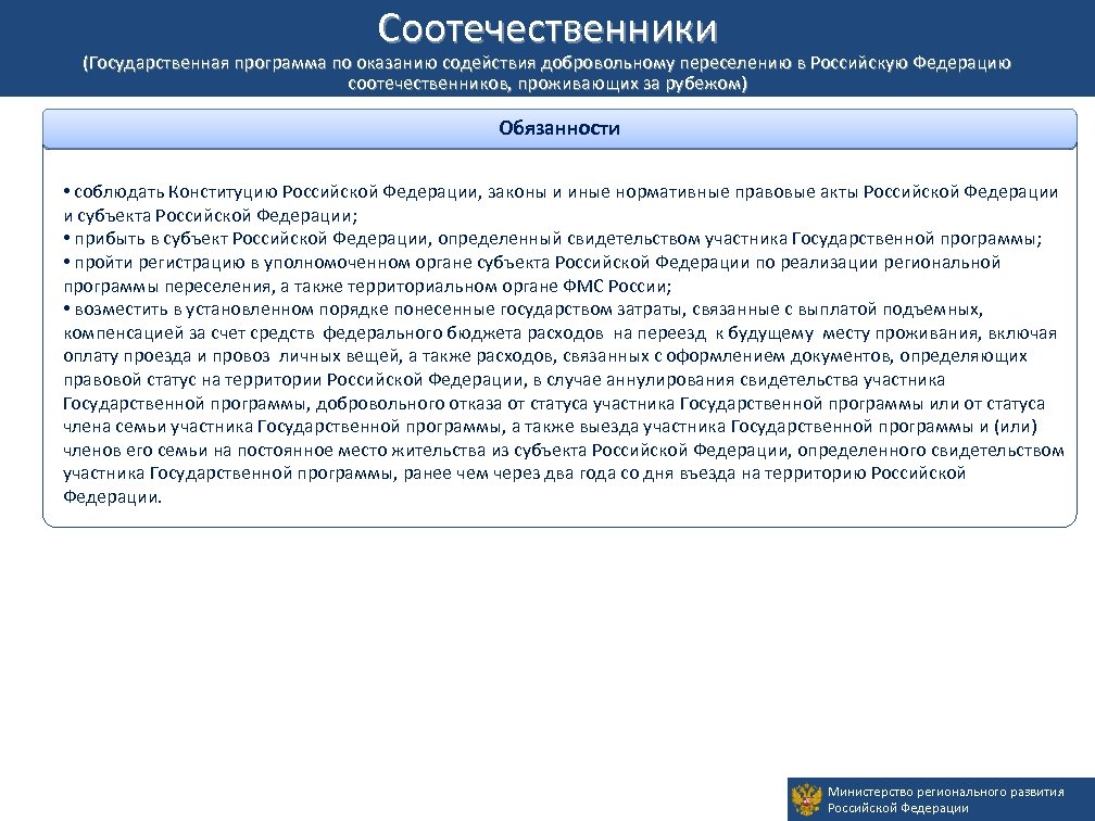 Соотечественники Временное убежище (Государственная программа по оказанию содействия добровольному переселению в Российскую Федерацию соотечественников,