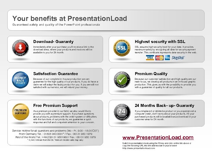 Your benefits at Presentation. Load Guaranteed safety and quality of the Power. Point professionals