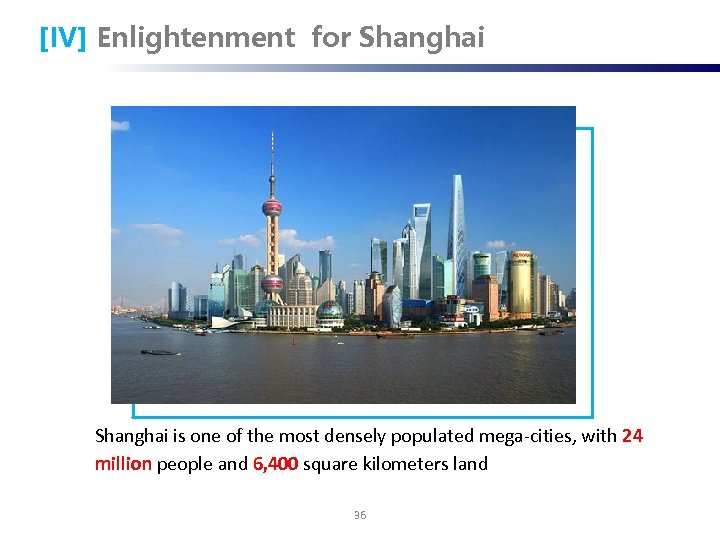 [IV] Enlightenment for Shanghai is one of the most densely populated mega-cities, with 24