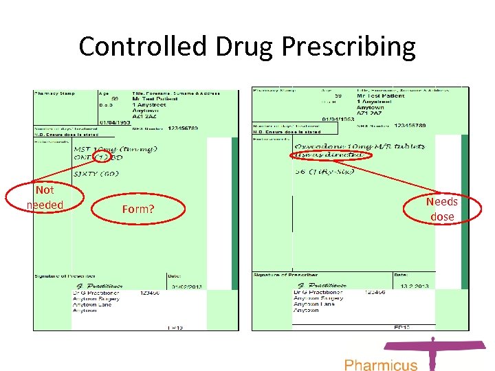 Controlled Drug Prescribing Not needed Form? Needs dose 