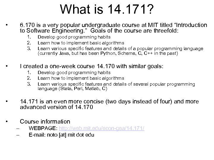 What is 14. 171? • 6. 170 is a very popular undergraduate course at