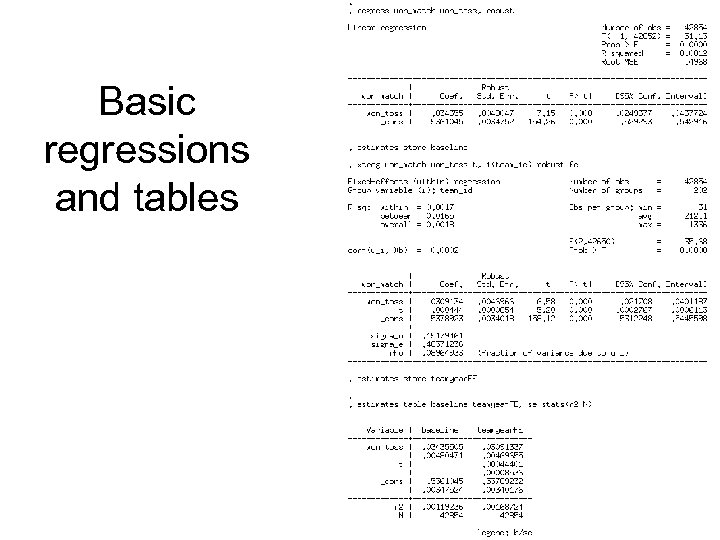 Basic regressions and tables 