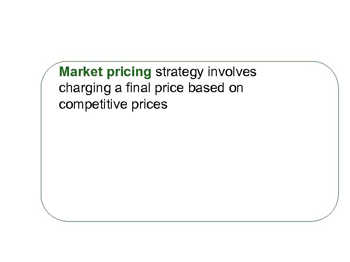 Market pricing strategy involves charging a final price based on competitive prices 