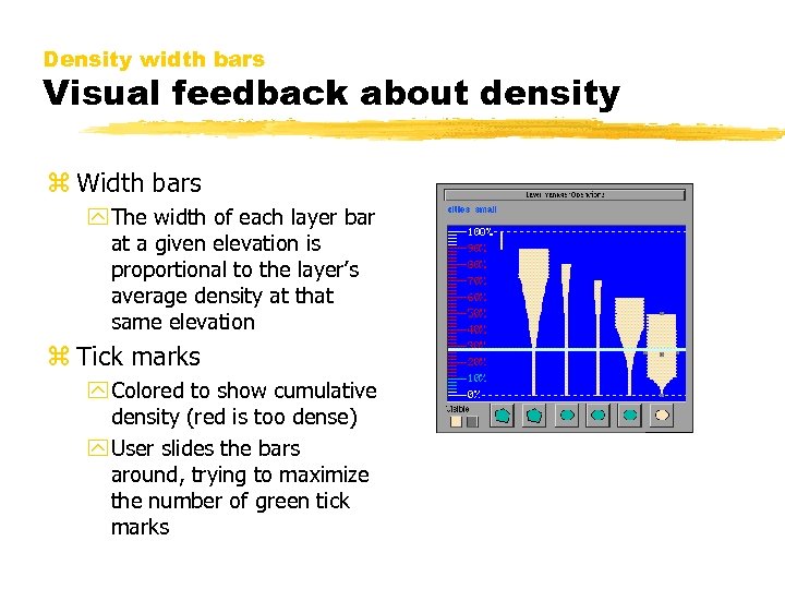 Density width bars Visual feedback about density z Width bars y The width of