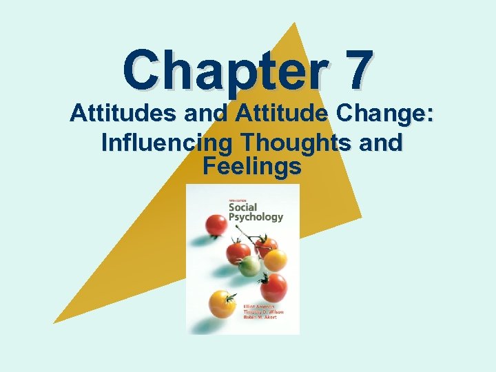 Chapter 7 Attitudes and Attitude Change: Influencing Thoughts and Feelings 