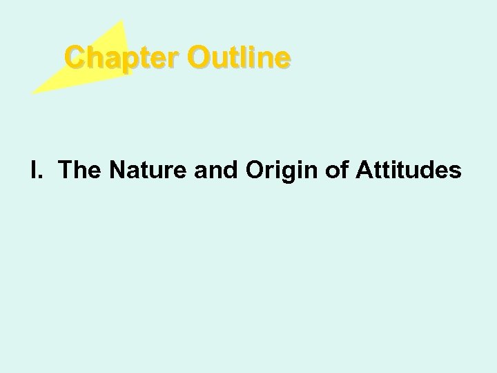 Chapter Outline I. The Nature and Origin of Attitudes 