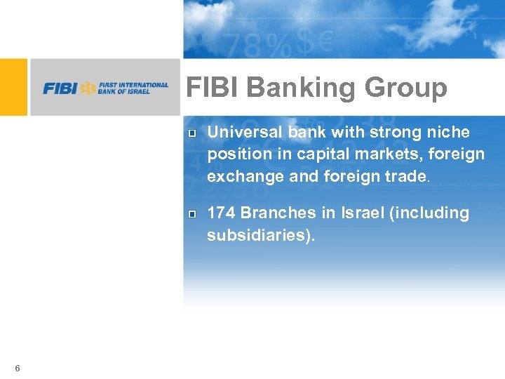 FIBI Banking Group Universal bank with strong niche position in capital markets, foreign exchange