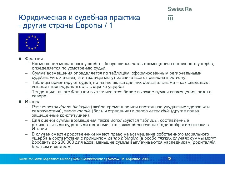 Юридическая и судебная практика - другие страны Европы / 1 Франция – Возмещение морального