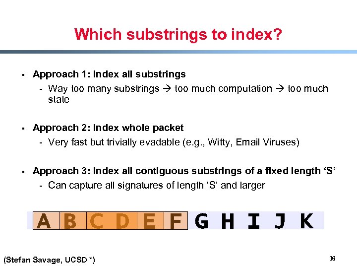 Which substrings to index? § Approach 1: Index all substrings - Way too many