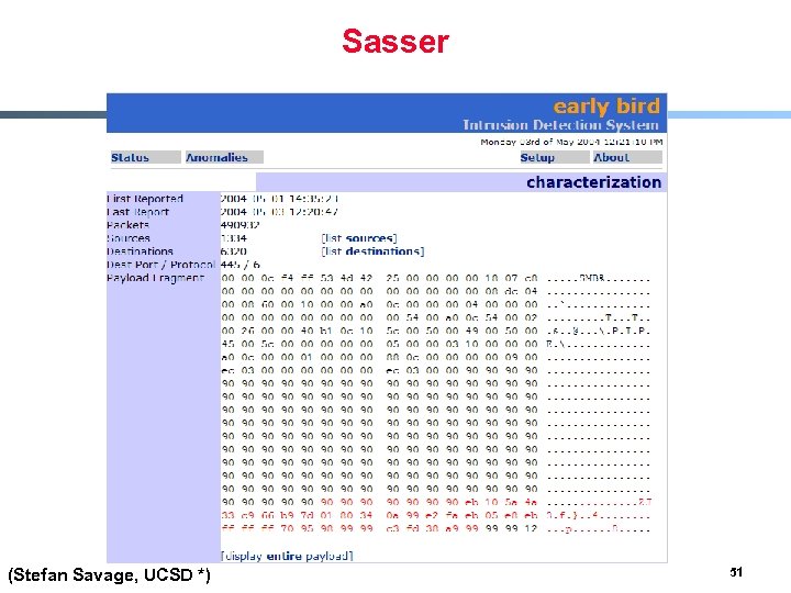 Sasser (Stefan Savage, UCSD *) 51 