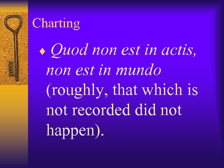 Charting ¨ Quod non est in actis, non est in mundo (roughly, that which