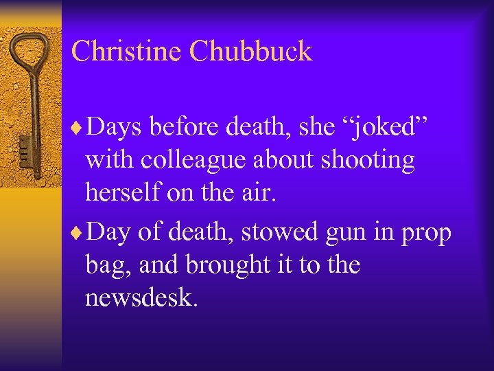 Christine Chubbuck ¨Days before death, she “joked” with colleague about shooting herself on the