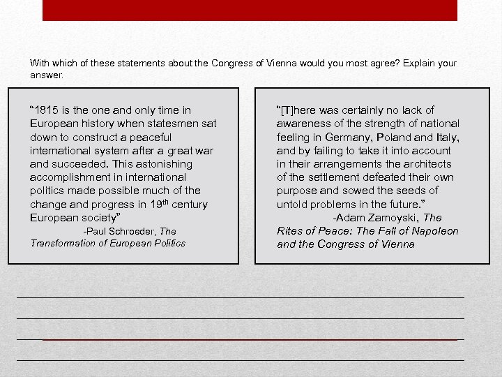 With which of these statements about the Congress of Vienna would you most agree?