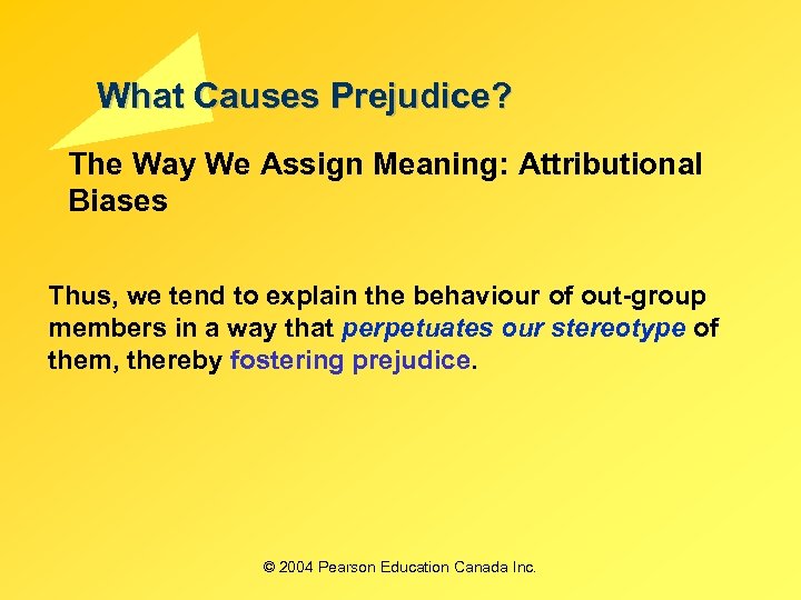 What Causes Prejudice? The Way We Assign Meaning: Attributional Biases Thus, we tend to