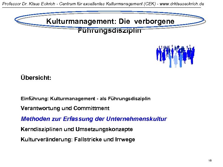Professor Dr. Klaus Eckrich - Centrum für excellentes Kulturmanagement (CEK) - www. drklauseckrich. de