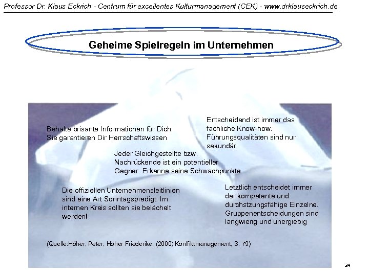Professor Dr. Klaus Eckrich - Centrum für excellentes Kulturmanagement (CEK) - www. drklauseckrich. de