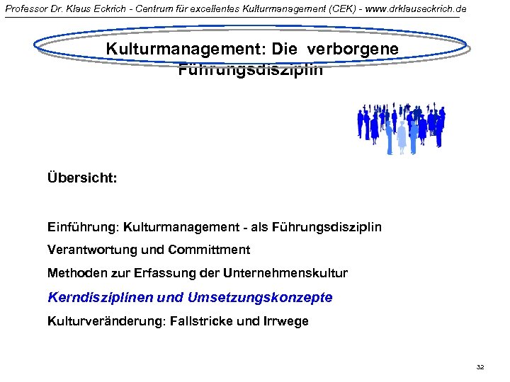 Professor Dr. Klaus Eckrich - Centrum für excellentes Kulturmanagement (CEK) - www. drklauseckrich. de