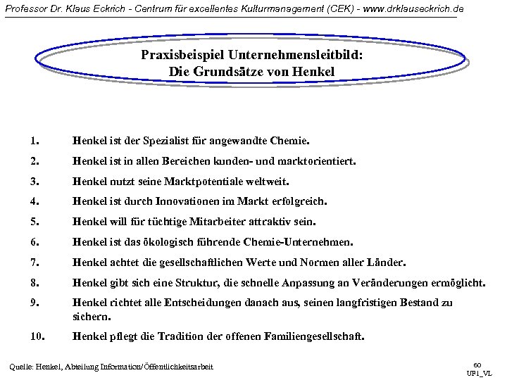 Professor Dr. Klaus Eckrich - Centrum für excellentes Kulturmanagement (CEK) - www. drklauseckrich. de