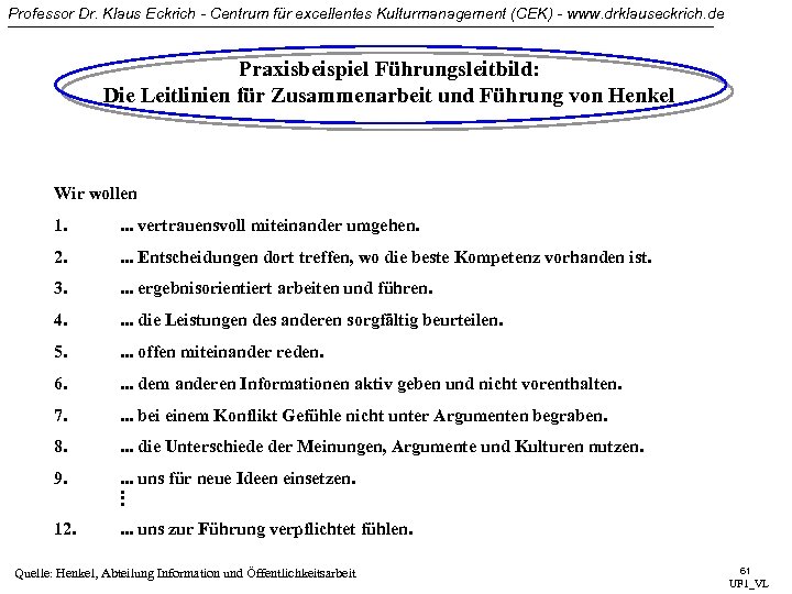 Professor Dr. Klaus Eckrich - Centrum für excellentes Kulturmanagement (CEK) - www. drklauseckrich. de