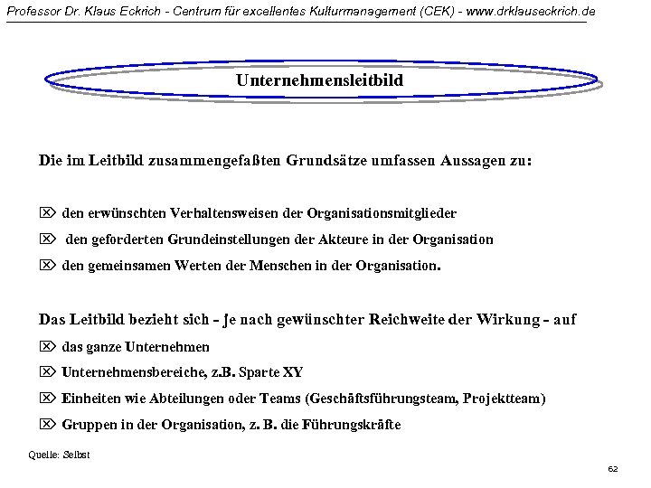 Professor Dr. Klaus Eckrich - Centrum für excellentes Kulturmanagement (CEK) - www. drklauseckrich. de