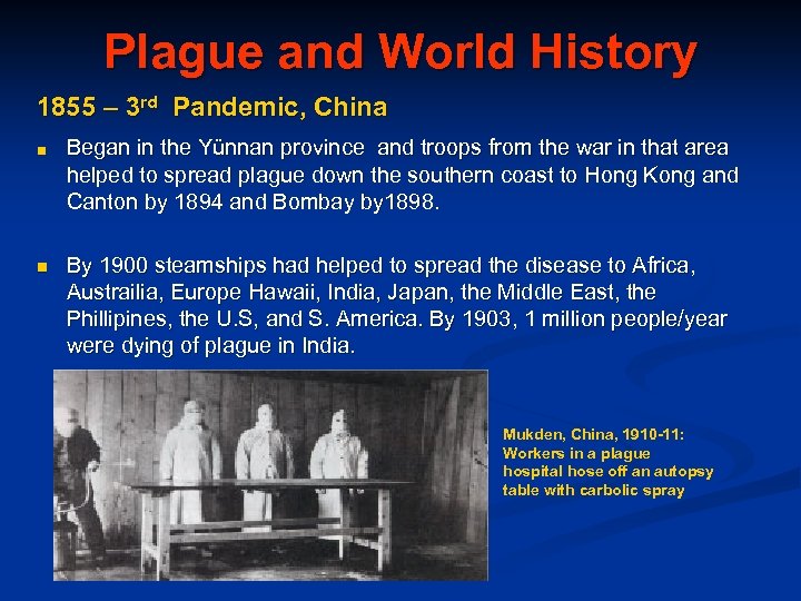 Plague and World History 1855 – 3 rd Pandemic, China ■ Began in the